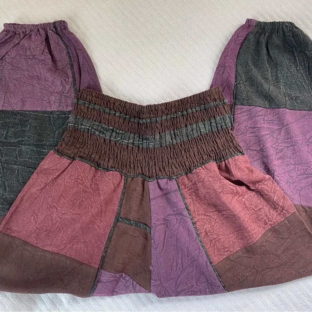 Purple Patchwork All Natural 100% Cotton Harem Pant - Picture 4 of 16